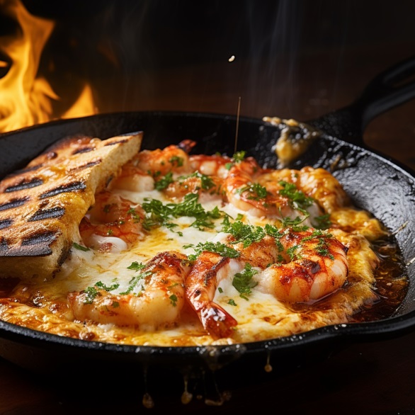 Greek Flaming Cheese with Shrimp